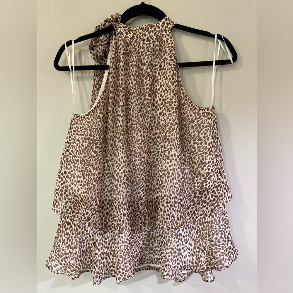 Express Sleeveless Mock Neck Printed Blouse SP